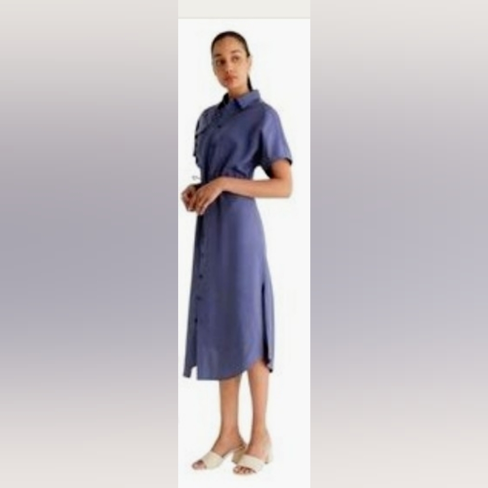 NWWT Frank & Oak Fluid Blue Button-Up Dress small